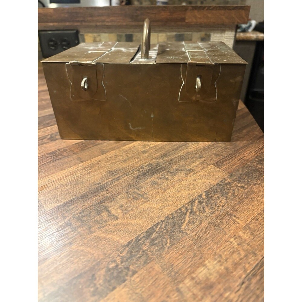 Vintage Decorative Crafts India Brass Money Keepsake Strong Lock Box 9.5"